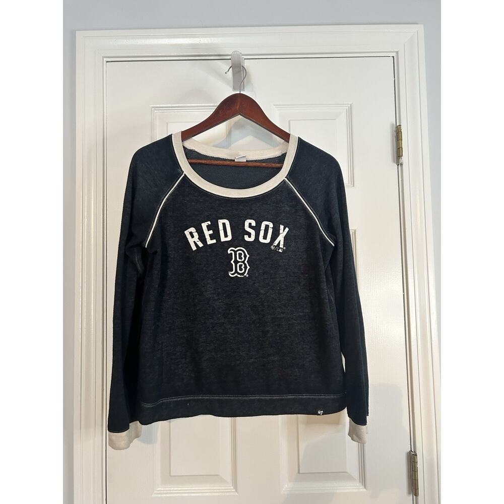 47 Brand Boston Red Sox Raglan Sweatshirt Small MLB Navy Crewneck